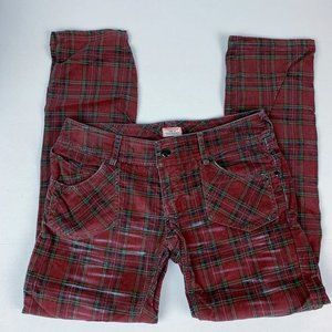 Free People Plaid Corduroy Pants Size 4
